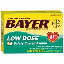 BAYER LOW DOSE ASPRIIN 81MG TABS 120 CT | EXP. 12/24
