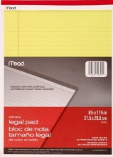 MEAD LEGAL PAD CANARY 8.5
