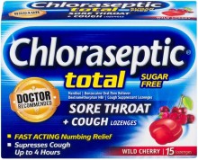 CHLORASEPTIC TOTAL SUGAR FREE WILD CHERRY LOZ 15 CT