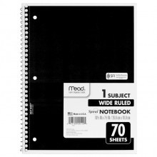 MEAD SPIRAL NOTEBOOK 1 SUB WR 70 CT