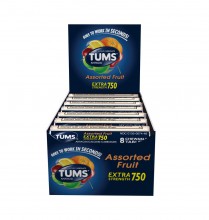 TUMS EXTRA STRENGTH 750 CHEWABLE TABLETS ASSORTED FRUIT (12 PACKS OF 8)