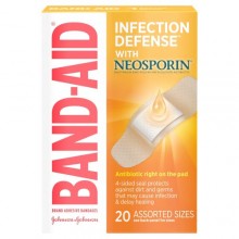 BAND AID WITH NEOSPORIN ADHESIVE BANDAGES ASSORTED 20 CT