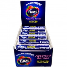 TUMS EXTRA STRENGTH 750 CHEWABLE TABLETS ASSORTED BERRIES (12 PACKS OF 8)